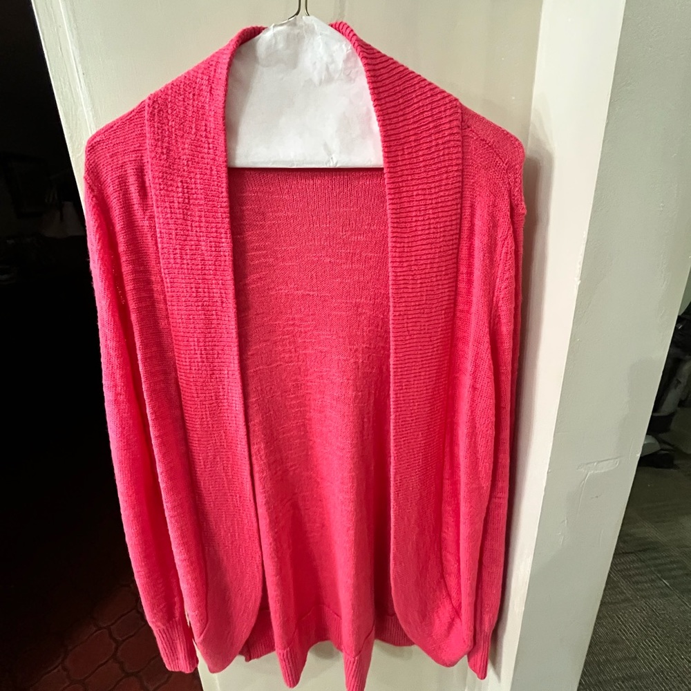 Lilly.  SOLD. SOLD.   Pulitzer open cardigan. XL Pink